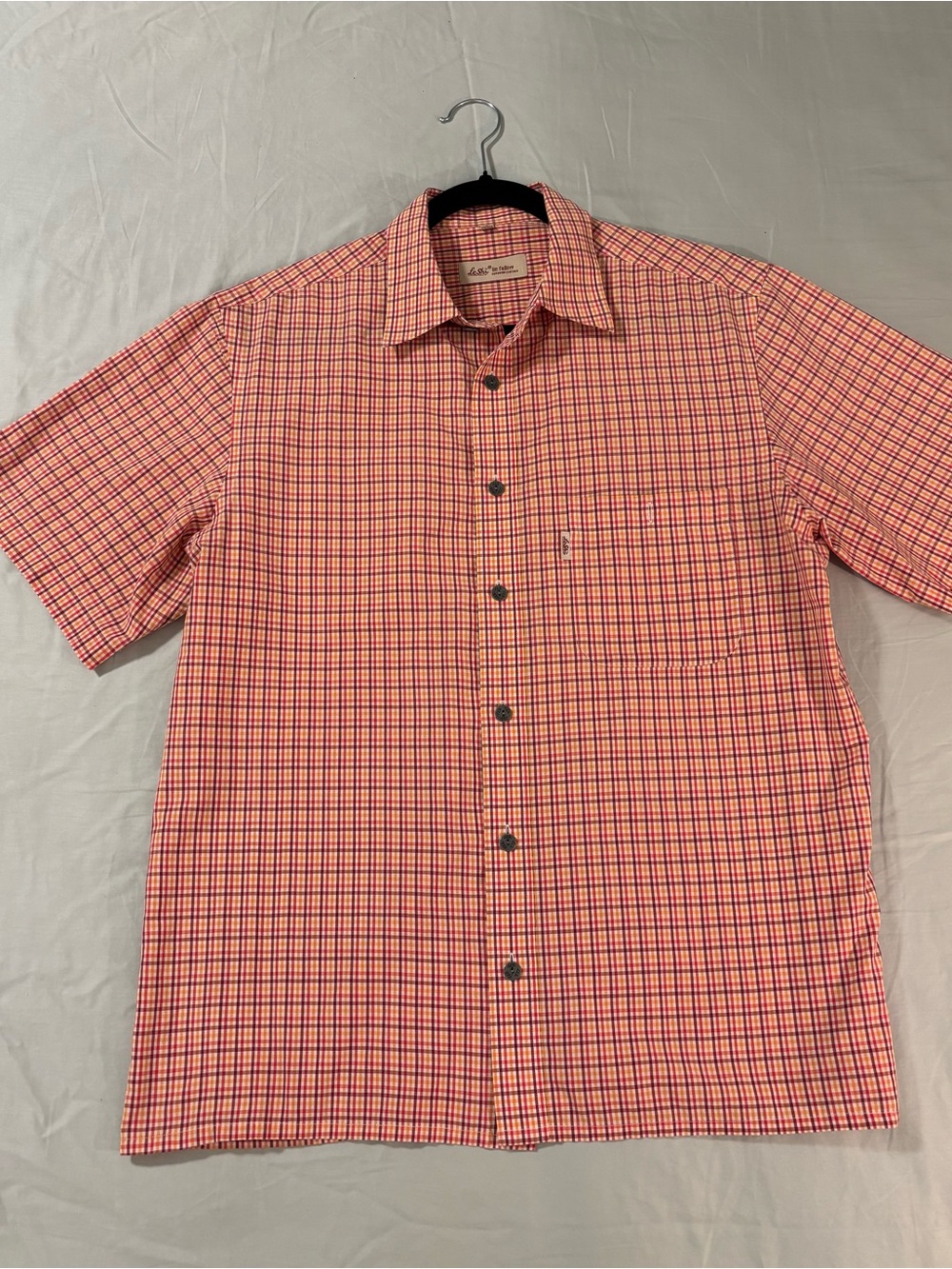 Vintage Premium Quality Short-Sleeve Check Button-Down Shirt Indie Streetwear L